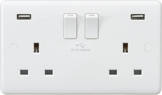 Knightsbridge 13A 2G SP Switched Socket with Dual USB Charger