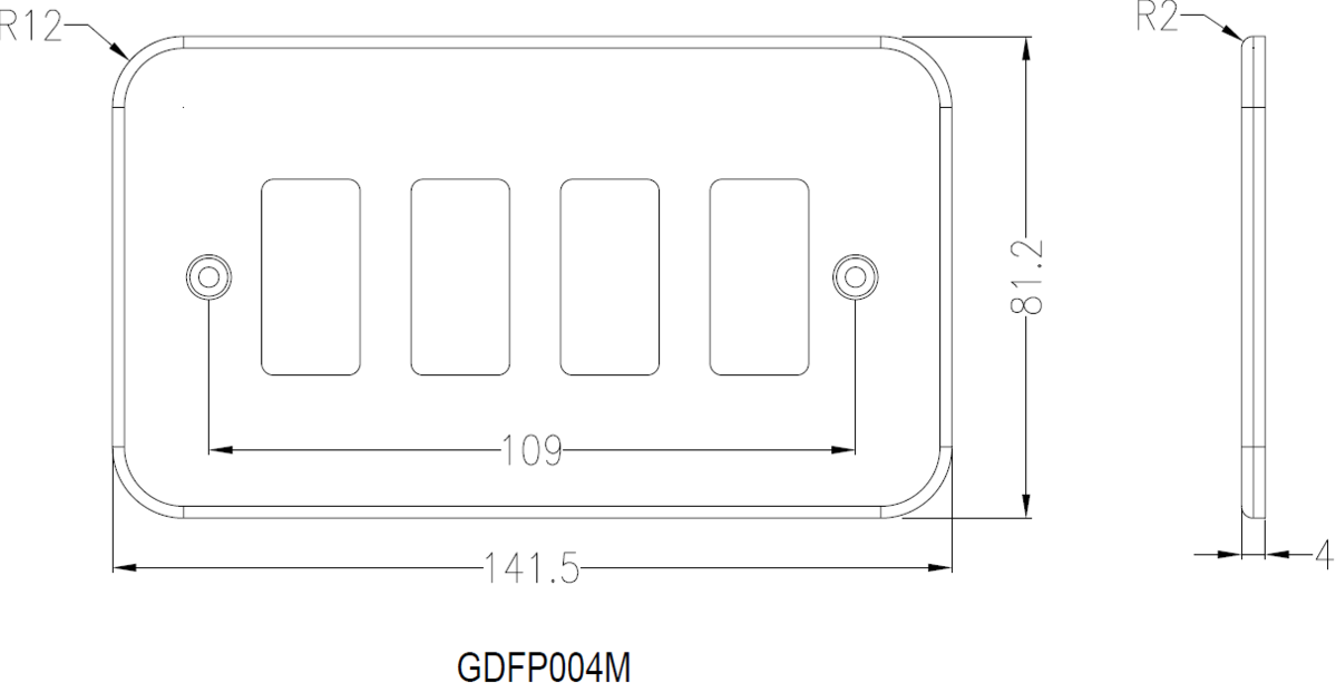 Metalclad 4G Grid Faceplate side view