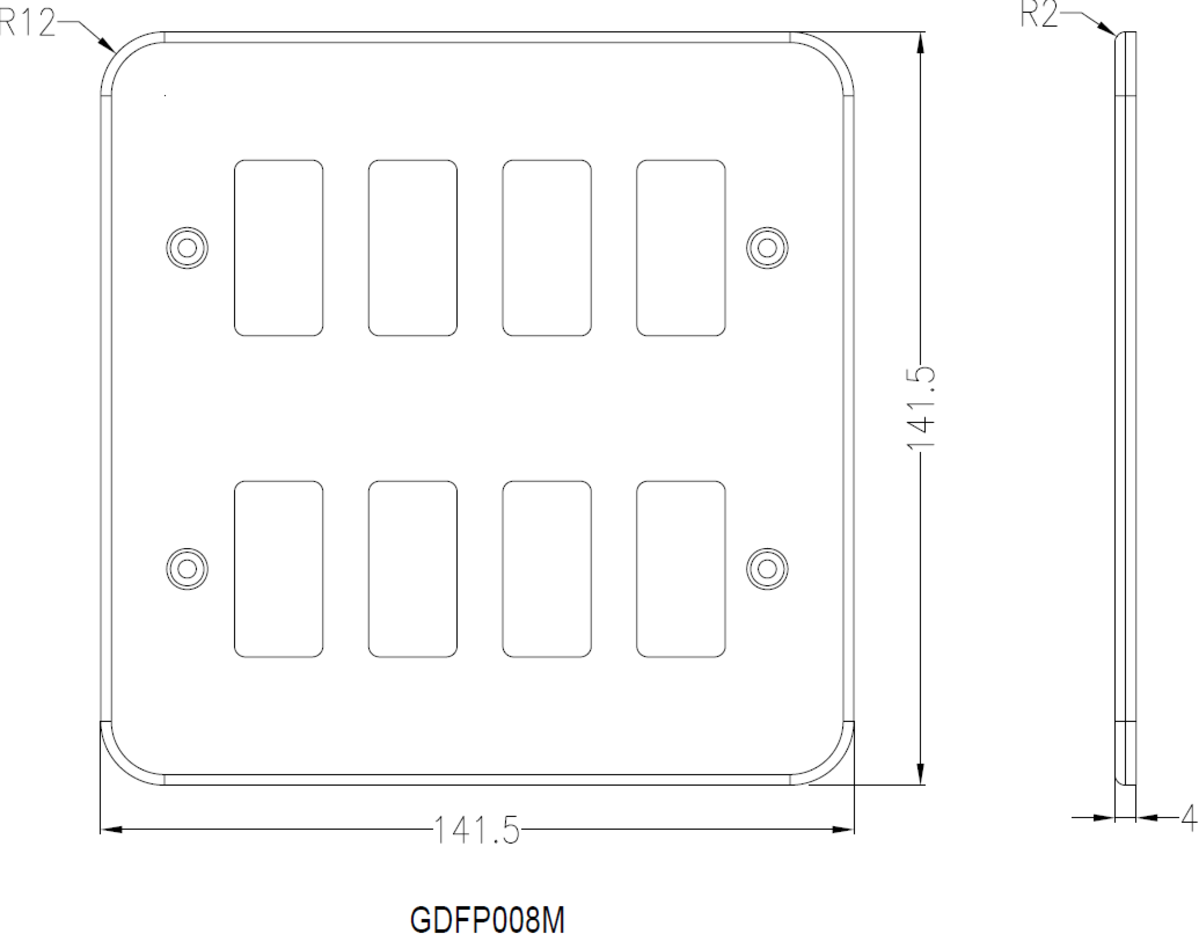 Metalclad 8G Grid Faceplate - Side View