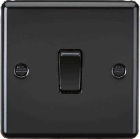 10AX 1G 2-way Switch - Matt Black, Rounded Edge