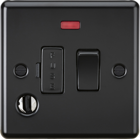 13A Switched Fused Spur Unit with Neon Indicator - Matt Black