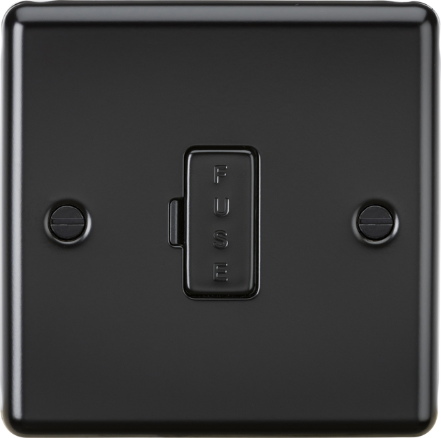 13A Fused Spur Unit - Matt Black with Rounded Edge Design