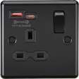 13A 1G SP Switched Socket with Dual USB A+C - Matt Black