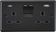 13A 2G SP Switched Socket with Dual USB - Matt Black