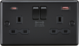 13A 2G DP Switched Socket with Dual USB A+C - Matt Black