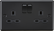 13A 2G DP Switched Socket - Matt Black