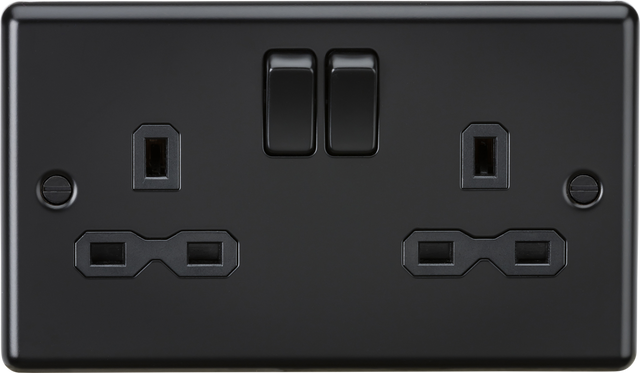 13A 2G DP Switched Socket - Matt Black