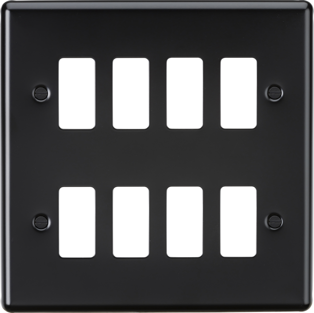 8G Grid Faceplate - Matt Black, Knightsbridge