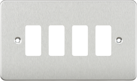 Flat Plate 4G Grid Faceplate - Brushed Chrome