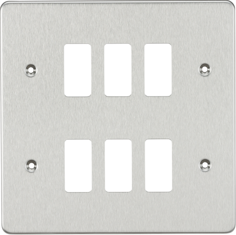 Flat Plate 6G Grid Faceplate - Brushed Chrome
