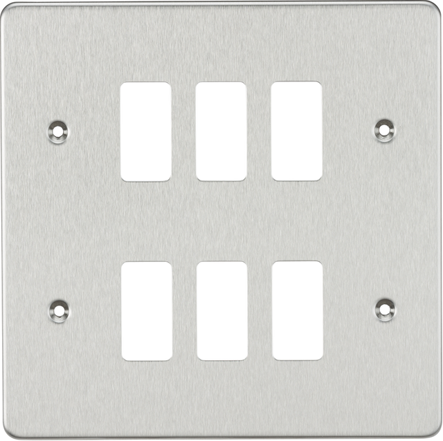 Flat Plate 6G Grid Faceplate - Brushed Chrome