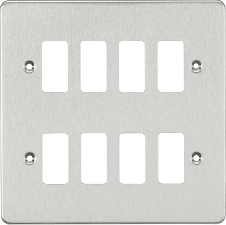 Flat Plate 8G Grid Faceplate - Brushed Chrome