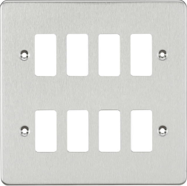 Flat Plate 8G Grid Faceplate - Brushed Chrome