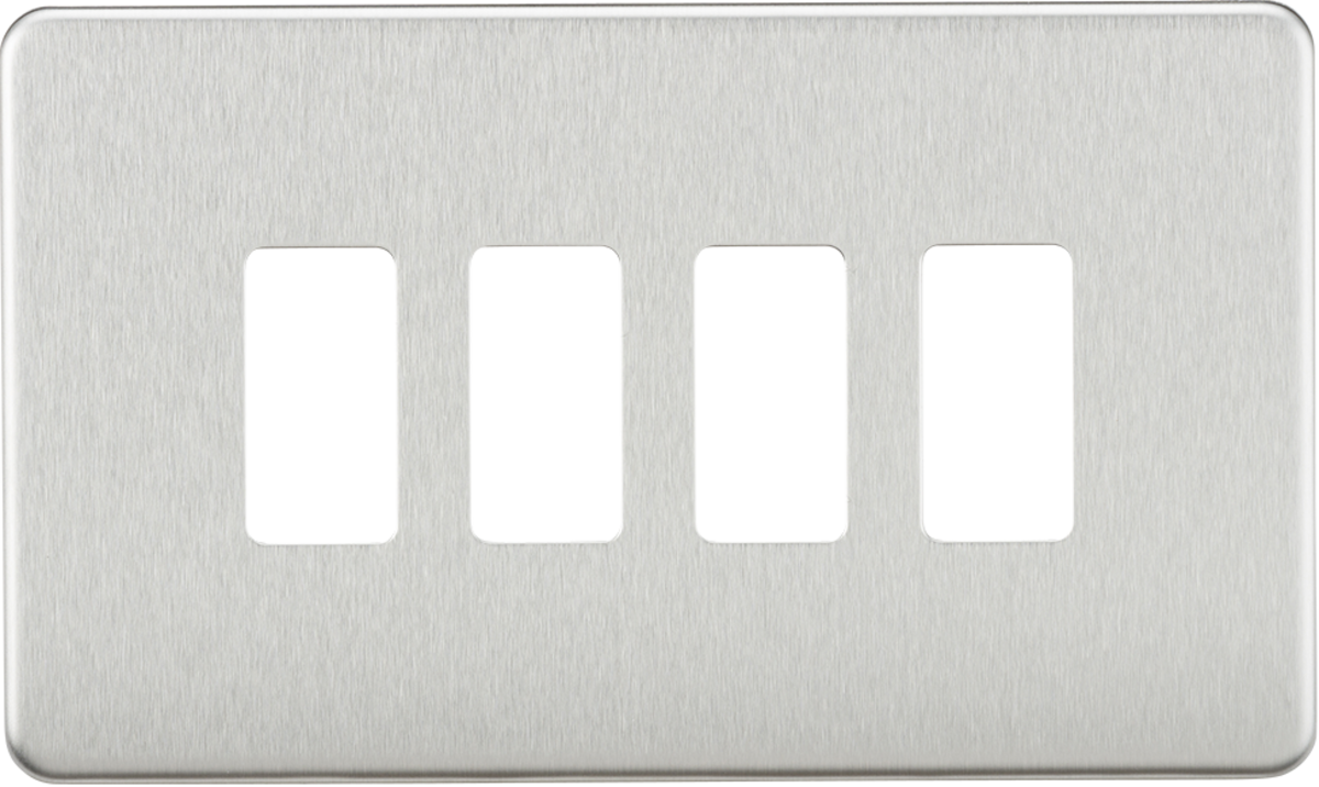 Screwless 4G Grid Faceplate - Brushed Chrome
