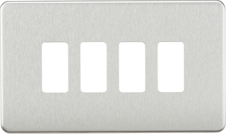 Screwless 4G Grid Faceplate - Brushed Chrome