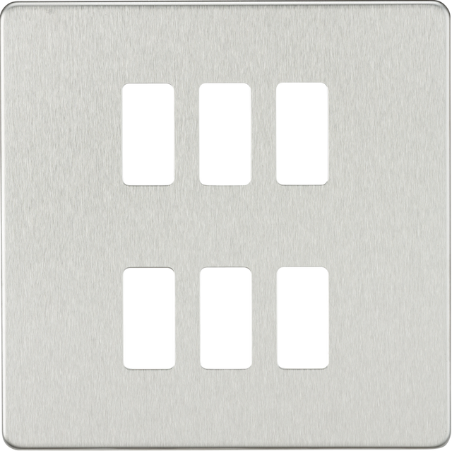 Screwless 6G Grid Faceplate - Brushed Chrome