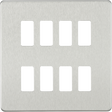 Screwless 8G Grid Faceplate - Brushed Chrome, Brushed Steel Finish