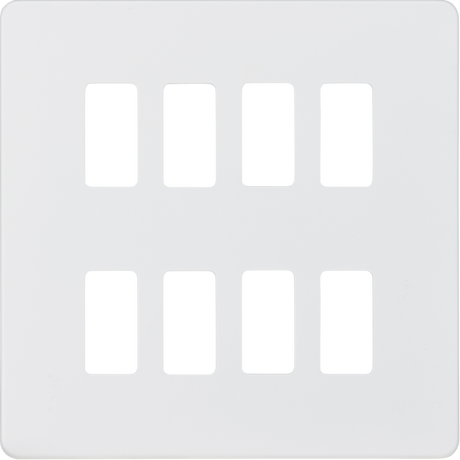 Screwless 8G Grid Faceplate - Matt White
