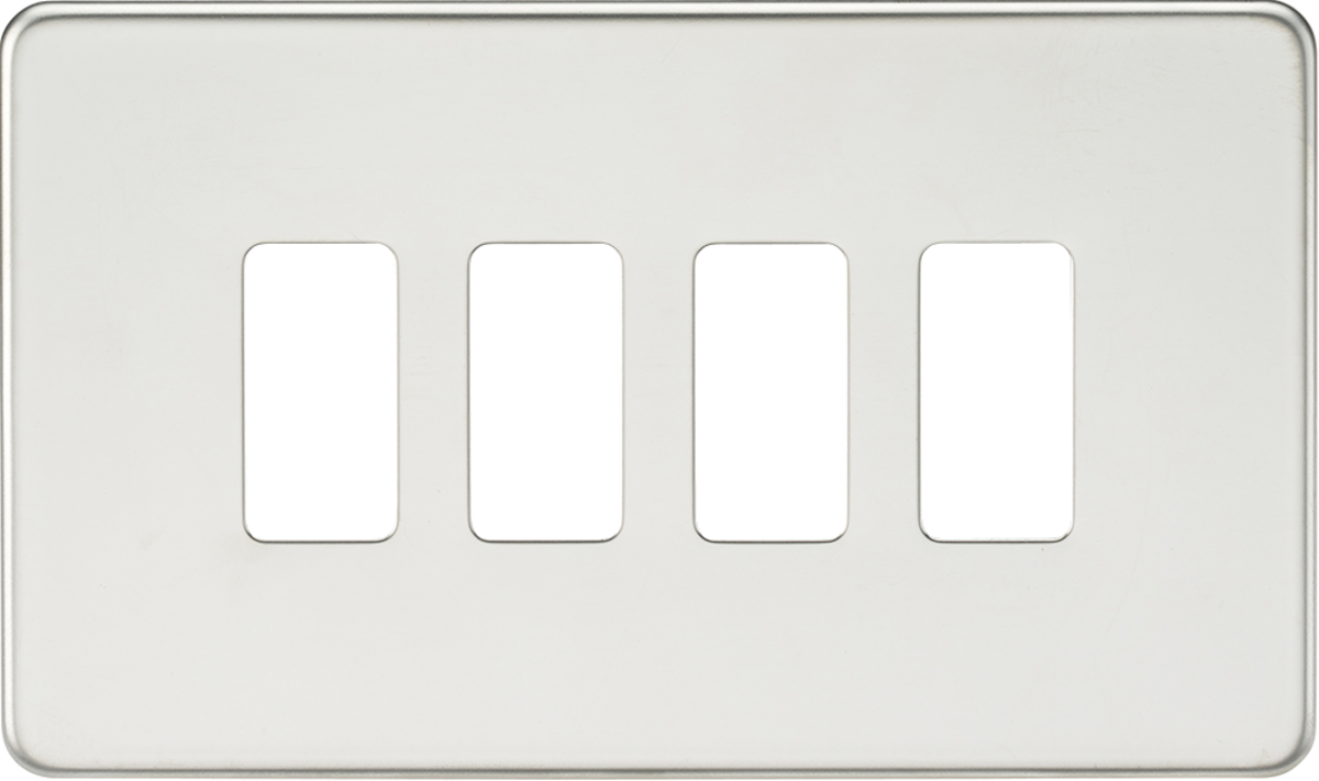 Screwless 4G Grid Faceplate - Polished Chrome