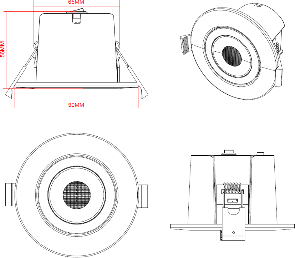 Another view of SpektroLED Evo Tilt - Fire Rated IP65 Downlight