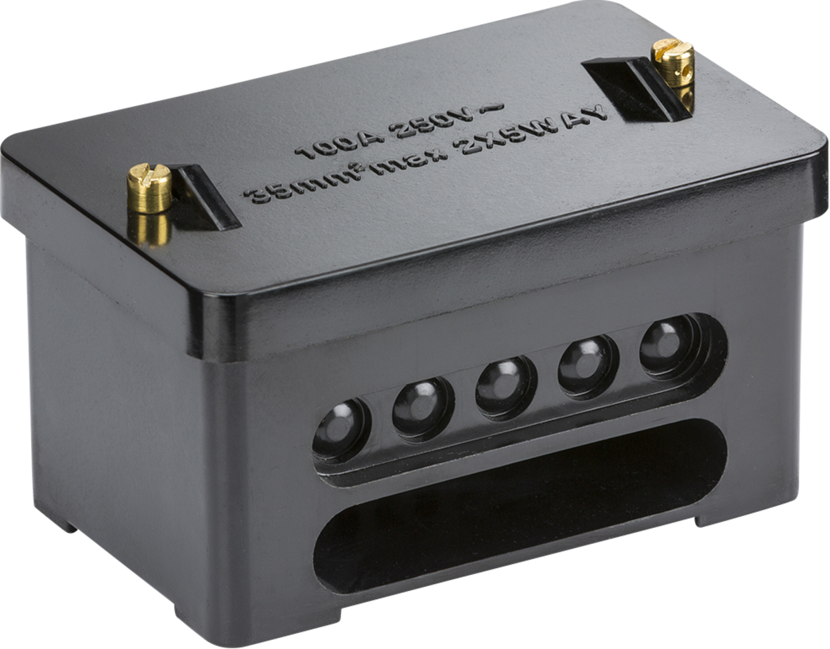 100A 2 x 5-Way Service Connector Block - Brass Terminals