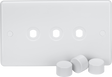 3G Dimmer Plate with Matching Caps - White Finish