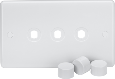 3G Dimmer Plate with Matching Caps - White Finish