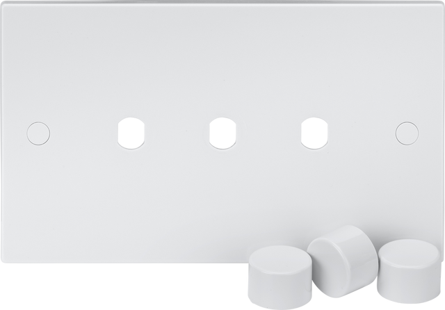 3G Dimmer Plate with Matching Dimmer Caps - Square Edge Design, 146mm Width