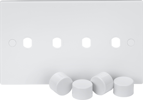 4G Dimmer Plate with Matching Dimmer Caps, Square Edge, White