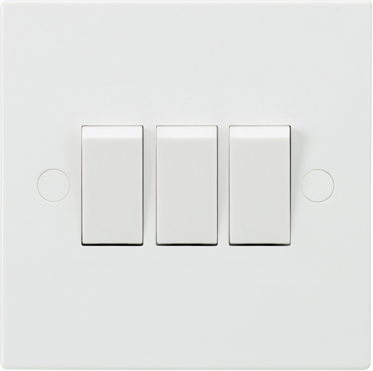 Knightsbridge 10AX 3G 2-Way Switch, Square Edge, White