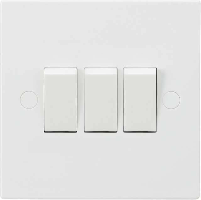 Knightsbridge 10AX 3G 2-Way Switch, Square Edge, White