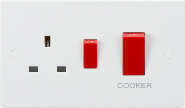 45A DP Switch & 13A Socket - Red Rockers