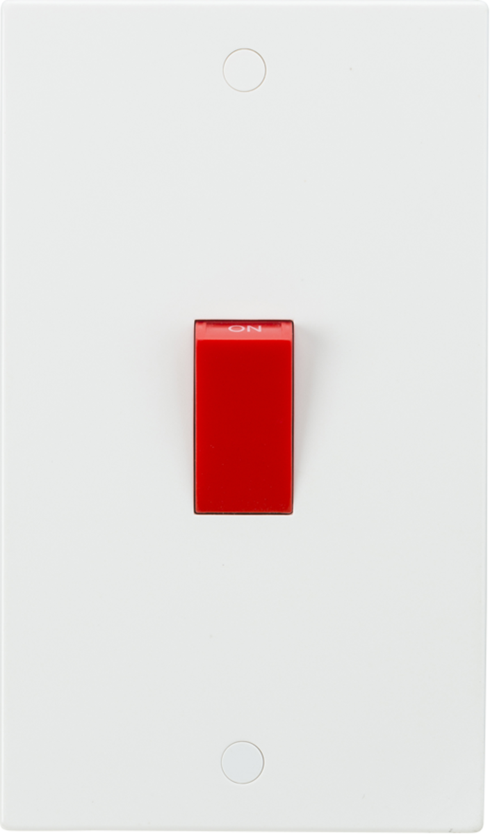 Knightsbridge 45A DP Switch (2G Size) with Red Rocker