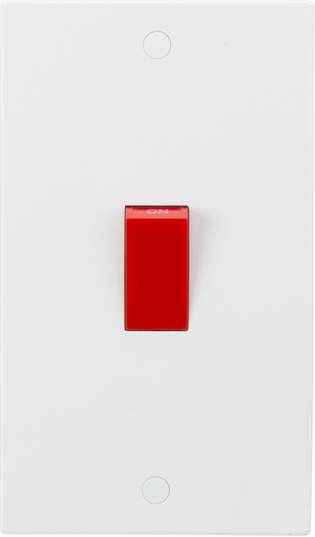 Knightsbridge 45A DP Switch (2G Size) with Red Rocker