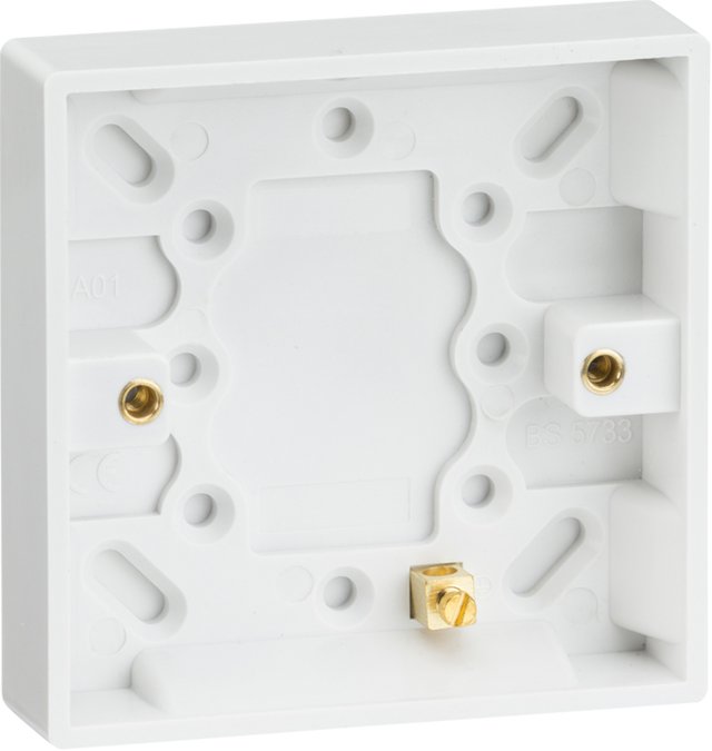 Knightsbridge Single 16mm Pattress Box with Earth Terminal
