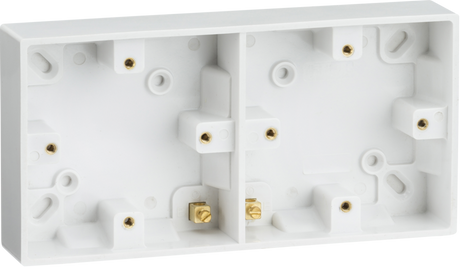 Knightsbridge Dual 25mm Pattress Box - White, with Earth Terminal
