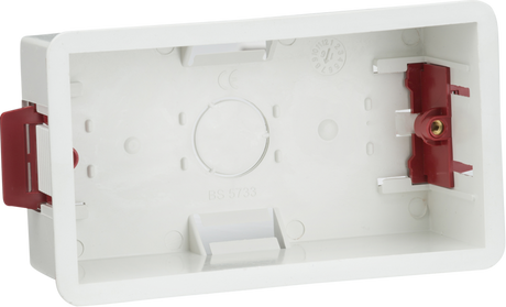 47mm Double Dry Lining Box - White Plastic - For Cavity Walls