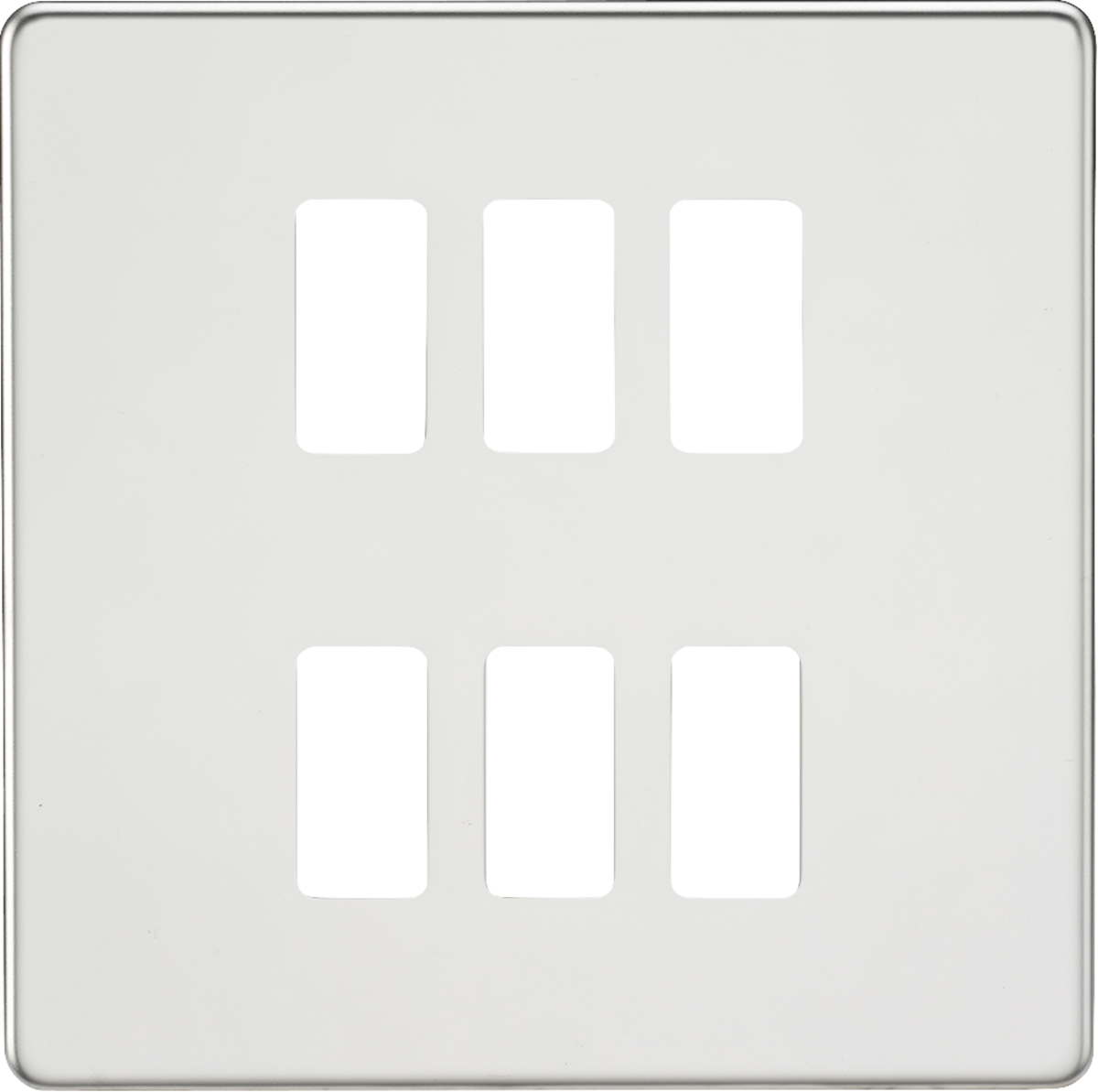 Screwless 6G Grid Faceplate - Polished Chrome