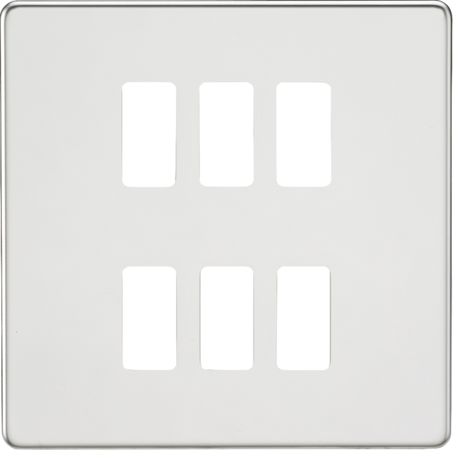 Screwless 6G Grid Faceplate - Polished Chrome
