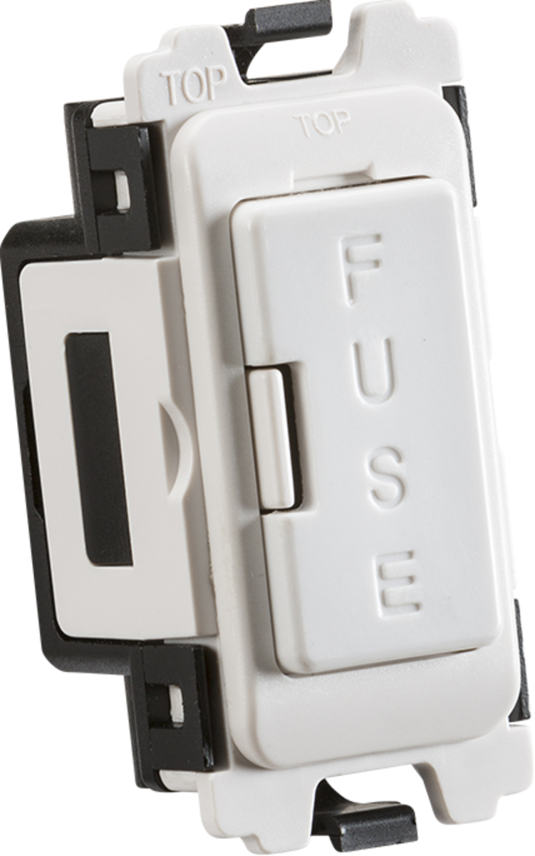 Knightsbridge 13A Fuse Holder Module - White, Front Mounting Grid Module
