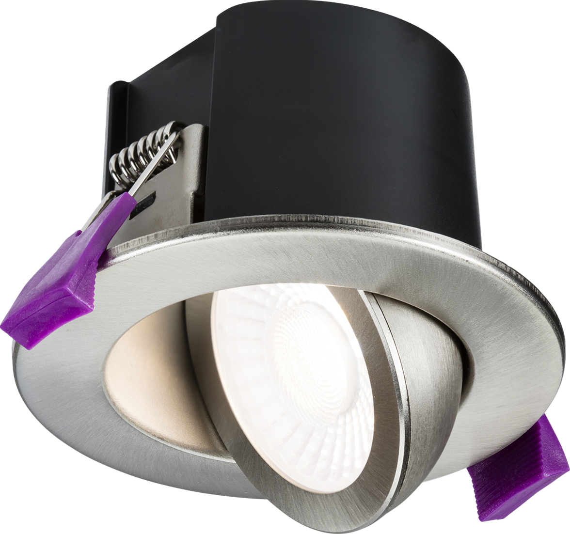 SpektroLED Evo Tilt - Fire Rated IP65 Downlight - Brushed Chrome