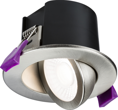 SpektroLED Evo Tilt - Fire Rated IP65 Downlight - Brushed Chrome