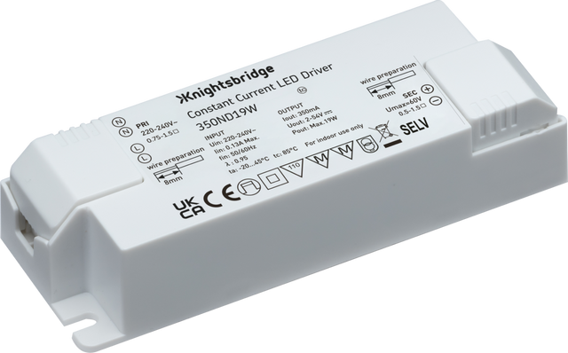 Constant Current 350mA 2-54V 19W Driver - IP20, Non-Dimmable