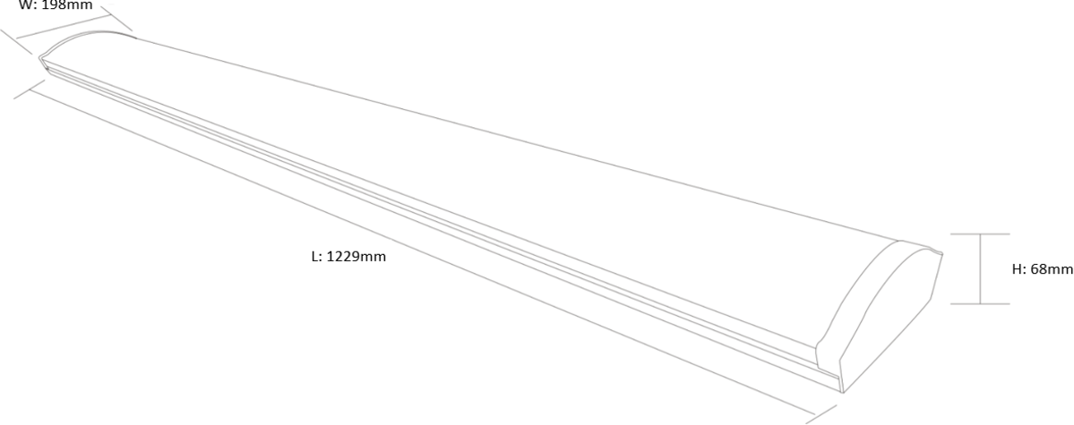 Extended view of the 43W LED Surface Mount - Width 198mm