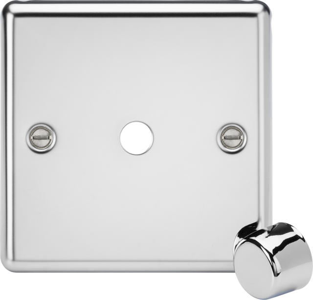 1G Dimmer Plate with Matching Metal Dimmer Cap - Polished Chrome