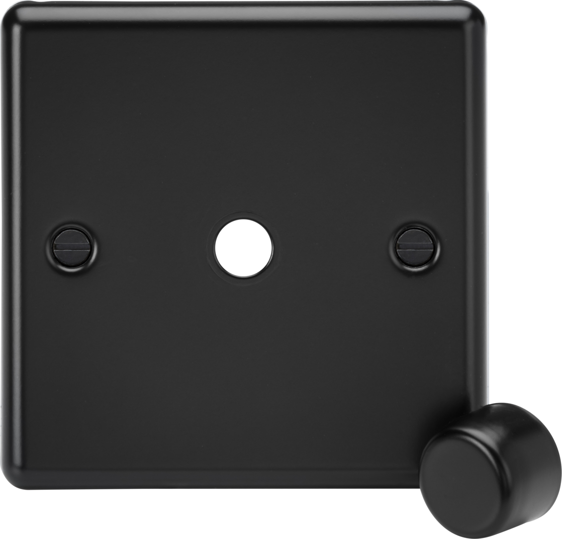1G Dimmer Plate with Matching Metal Dimmer Cap - Matt Black