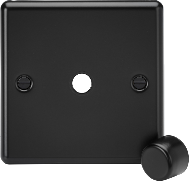 1G Dimmer Plate with Matching Metal Dimmer Cap - Matt Black