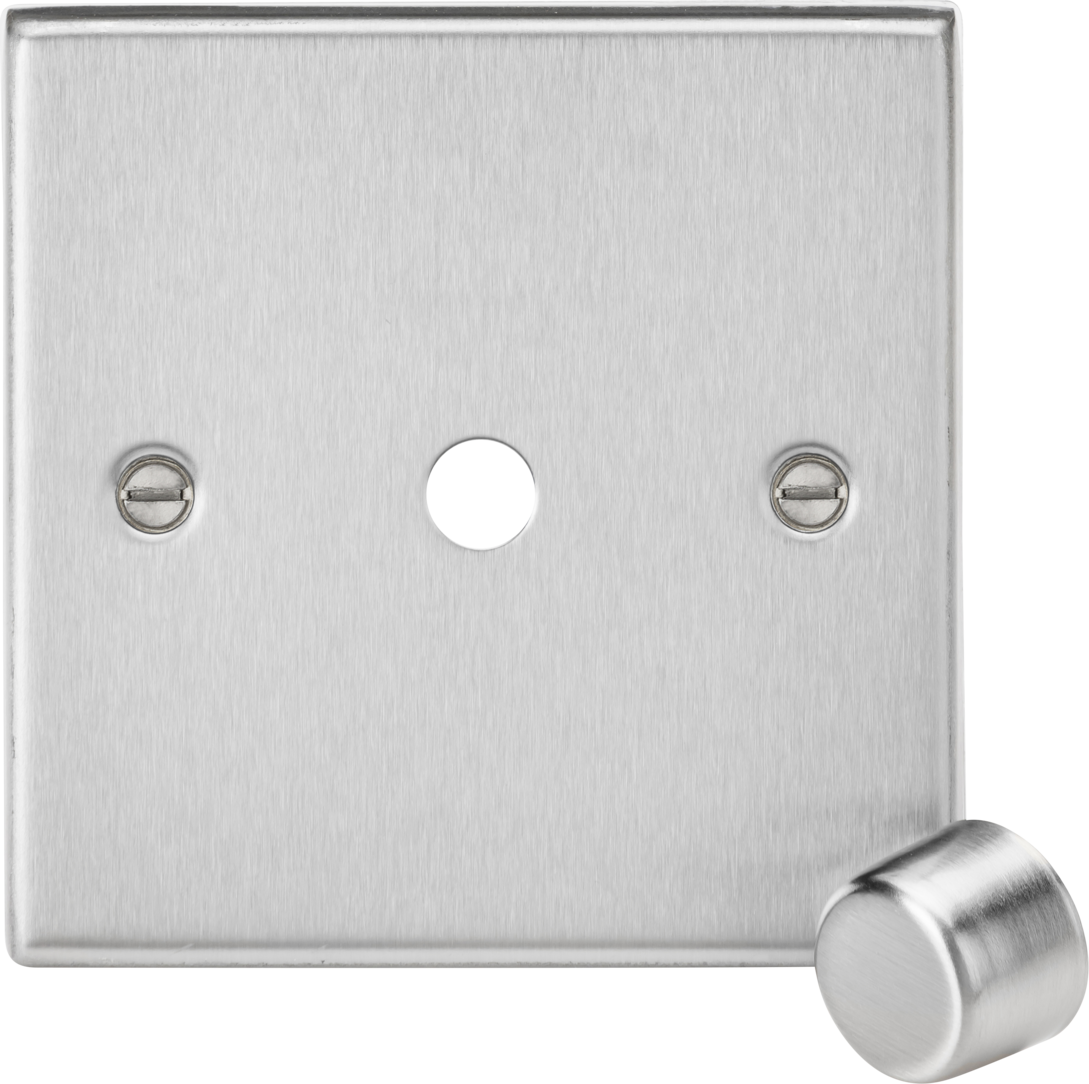 1G Dimmer Plate With Matching Metal Dimmer Cap - Brushed Chrome