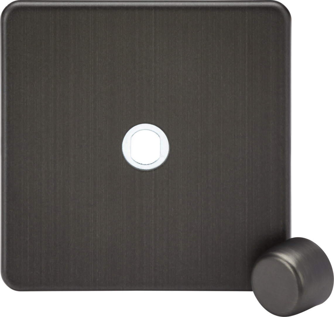 1G Dimmer Plate with Matching Metal Dimmer Cap - Smoked Bronze