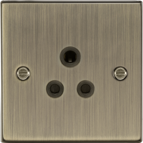 5A Unswitched Socket - Antique Brass with Black Insert, Square Edge